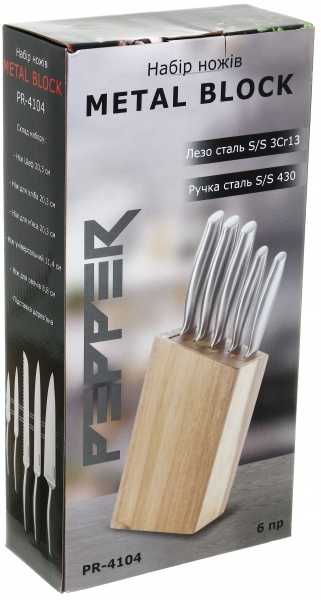 Набор ножей в колоде Metal Block 6 предметов PR-4104 Gusto