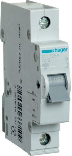 Автоматичний вимикач Hager 1P 6kA C-25A 1M MC125A