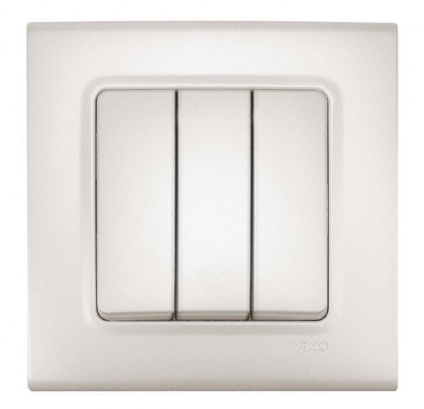 Вимикач триклавішний Viko Linnera Life без підсвітки білий перламутр