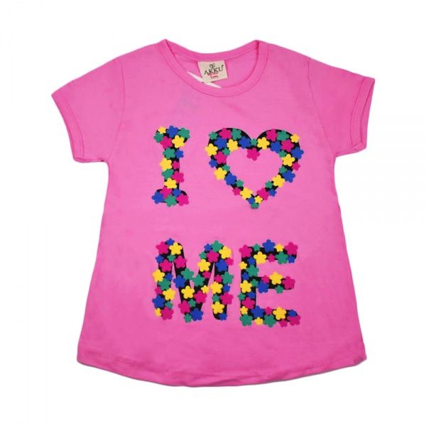 Футболка для девочек AKKU цветочки р.128 малиновый 