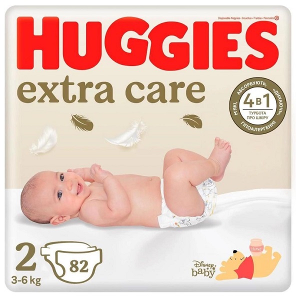 Підгузки Huggies Extra Care 2 3-6 кг 82 шт.