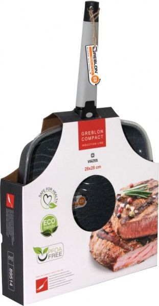 Сковорода-гриль Greblon Compact Induction Line 28x28 см 89514 Vinzer