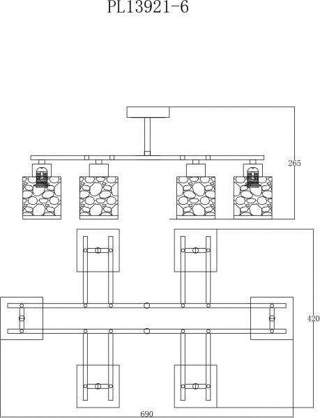 Люстра потолочная Accento lighting Antibes ALPL-PL13921-6 6x40 Вт E27 венге 