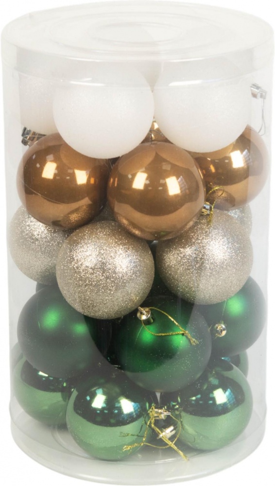 Набір ялинкових куль мікс зелен-золотий d 7 мм 25 шт./уп.