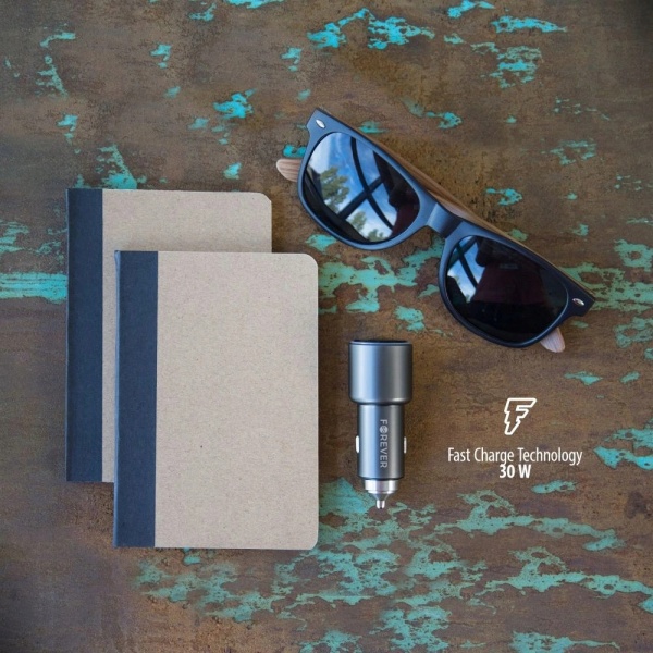 Автомобільний зарядний пристрій Forever 2X QC3.0+2,4A (30W) сірий 