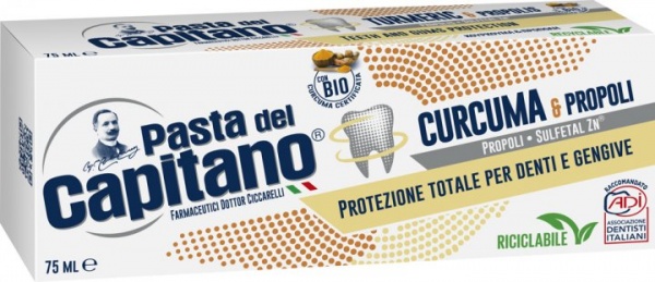 Зубная паста Pasta del Capitano Turmeric & Propolis куркума и прополис 75 мл 120 г