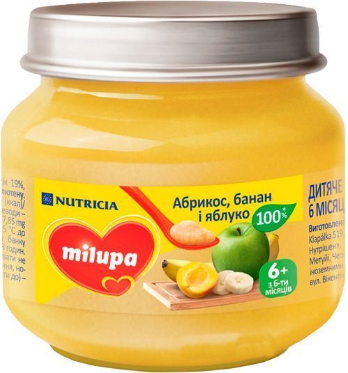 Пюре Milupa Яблуко банан і абрикос 
