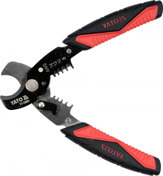 Ножиці для різання кабелю YATO 10,5/3 мм, зі знімачем ізоляції 1.6-3.2 мм, l=170 мм YT-19691