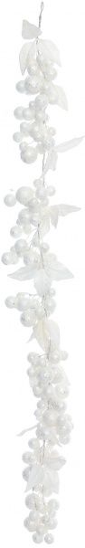 Гирлянда хвойная внутренняя 1,2м белая шарики з листочками RS1T345 