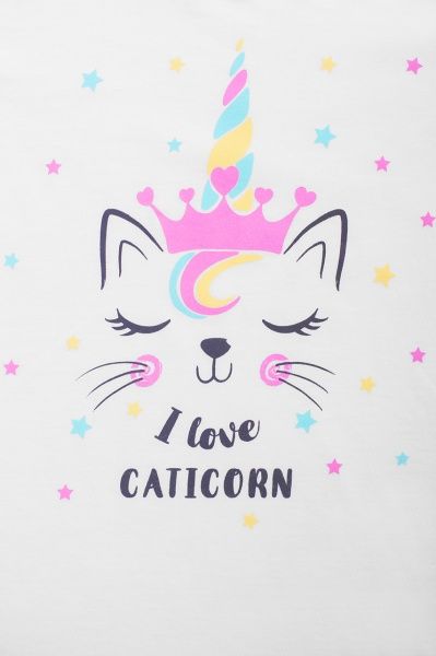 Футболка для дівчаток Luna Kids з принтом I Love Caticorn р.98 білий 