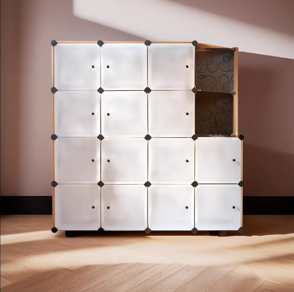 Шафа складна пластикова сubes storage 1460х1675х470 мм чорний з білим