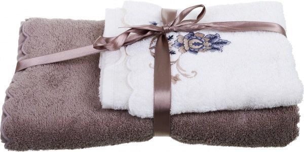 Набор полотенец Monica 2 шт. коричневый/ белый La Nuit 