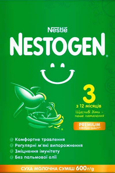 Суха молочна суміш Nestle Nestogen для дітей з 12 місяців з лактобактеріями 3 L.Reuteri 1000г