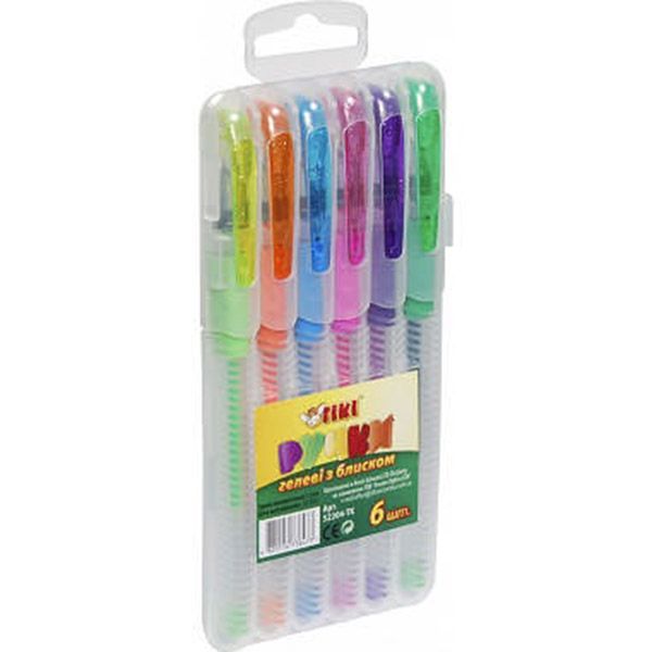 Ручка гелевая Tiki TK-52204 с блестками 6 шт