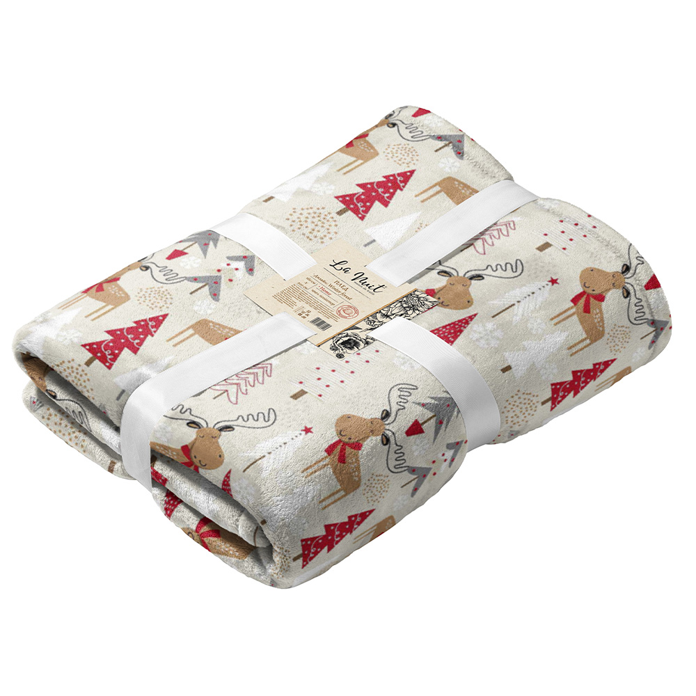 Плед флисовый Winter Forest 160x200 см бежевый La Nuit