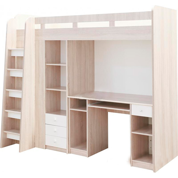 Ліжко-гірка VMV Holding Юніт 90x200 см білий/дуб сонома