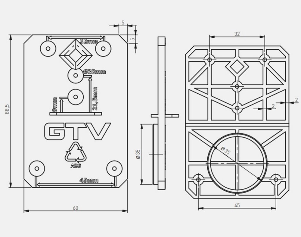 Шаблон GTV для установки завіс ZM-SZABLON-ZAW