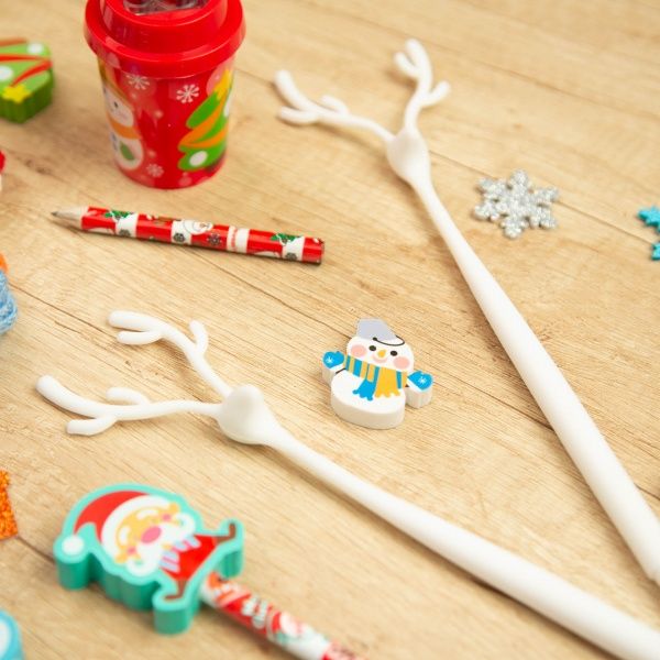 Ручка гелевая Рождественский голубой олень 