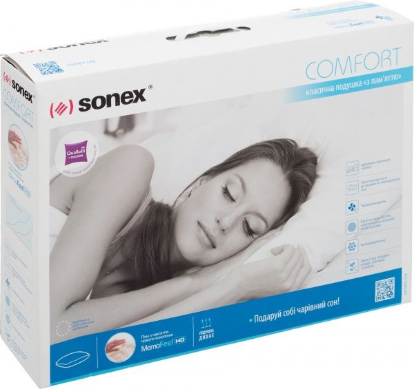Подушка Классическая 43x60x12 см «с памятью» Comfort M Антибактериальная Sonex