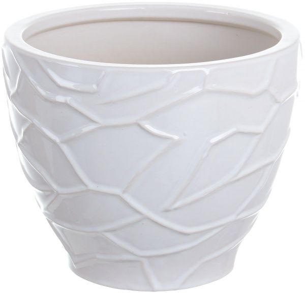 Горщик Viet Thanh Ceramic з блюдцем жатий 23х19 см VT.10842-2 фігурний білий 