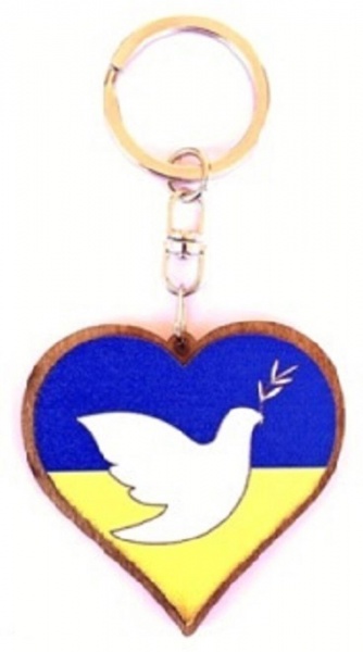 Брелок Серце з пташкою 5,3x7,5 см В-22010