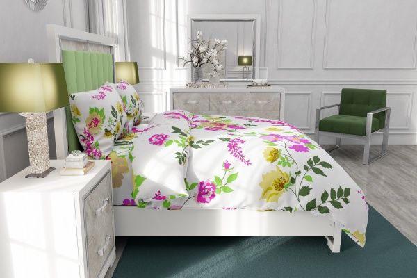 Комплект постельного белья Мальва евро белый с принтом Rigel 