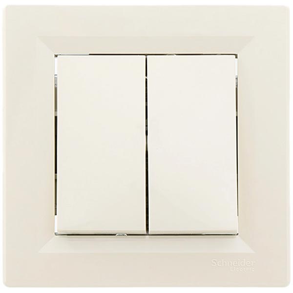 Вимикач двоклавішний Schneider Electric Asfora 10 А 220В IP20 кремовий EPH0300123