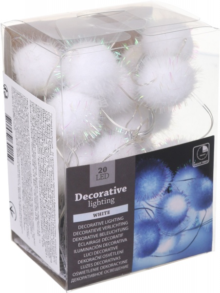 Электрогирлянда Fluffy Pompom Midi светодиодная (LED) 20 ламп 190 м 