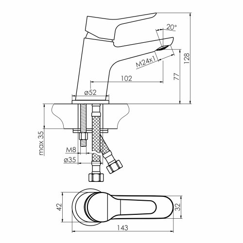 Смеситель для умывальника RJ KRINICE RJFA055-01CH