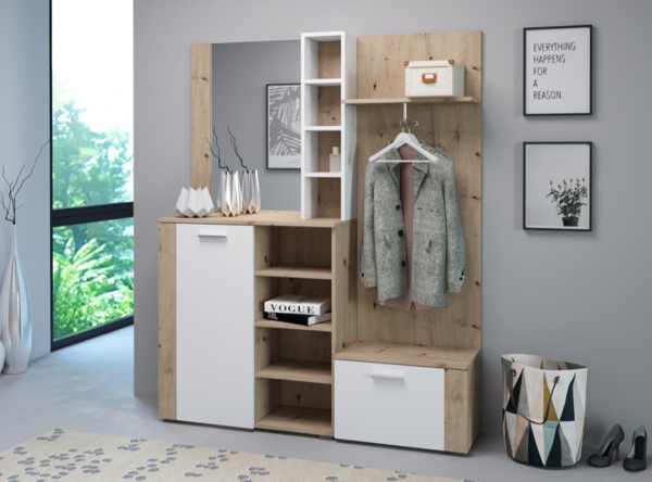 Передпокій Barry білий/дуб артізан 