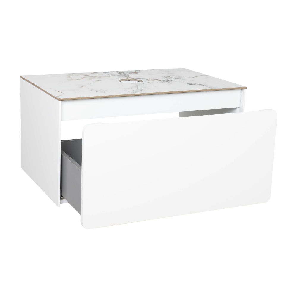 Тумба подвесная Aqua Rodos KIOTO (белый мат) со столешницей керамогранит Loreal Blue 80 см