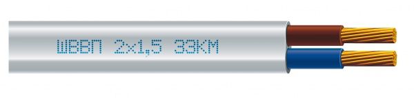 Кабель силовой многожильный ЗЗЦМ ШВВП 2х1,5 медь 