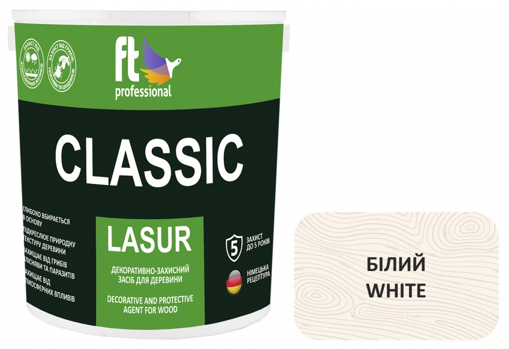 Защитное средство FT Professional CLASSIC LASUR белый шелковистый мат 2,3 л