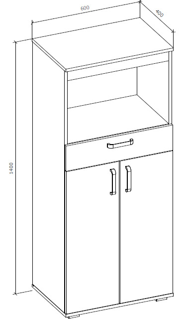 Тумба Грейд під мікрохвильову піч Бетті 600x1420x400 мм дуб артізан/графіт