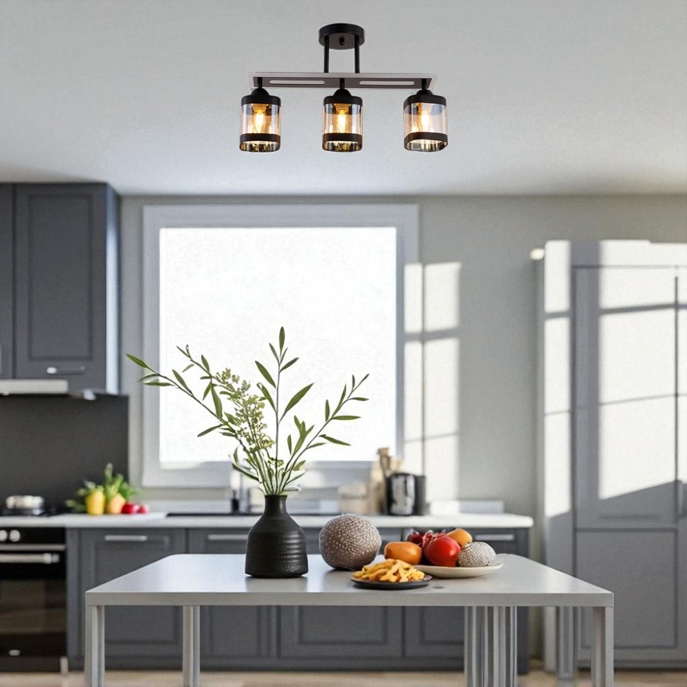 Люстра стельова WunderLicht Spirit 3x60 Вт Е27 чорний KK7511-43