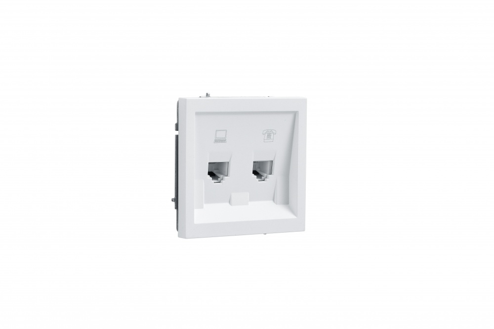 Механізм розетки комп'ютерна + телефонна HausMark Juna IP20 білий матовий 7041-0988-143
