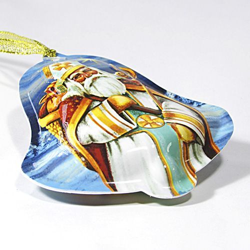 Елочная игрушка колокольчик Святой Николай 10 см 