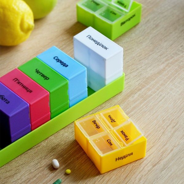 Органайзер для таблеток MVM PC-02 GREEN на 7 дней (таблетница) 200x60x64 мм