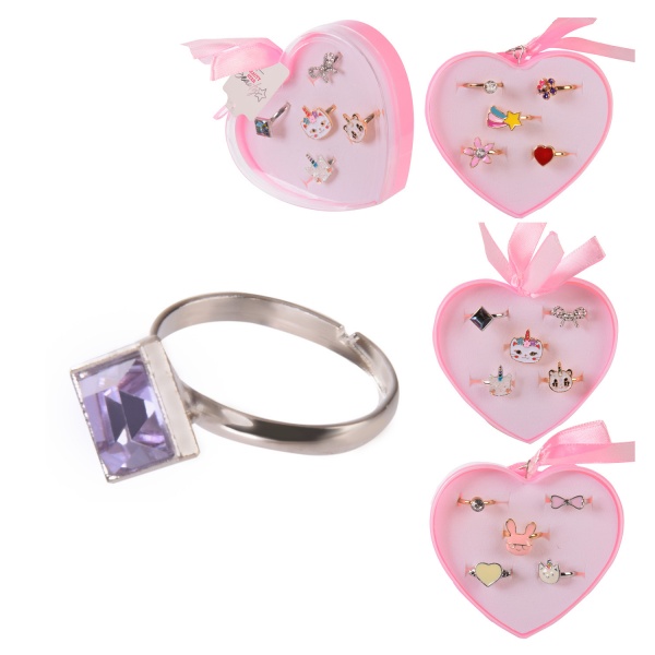 Набір дитячих каблучок Серце 5 шт/уп. KB2124 (асортимент)