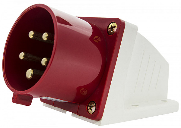 Вилка стационарная с заземлением АСКОУКРЕМ ВС 32А/5 3Р+N+РЕ (525) красно-белый