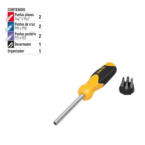 Отвертка со сменными насадками Truper Pretul DES-6P