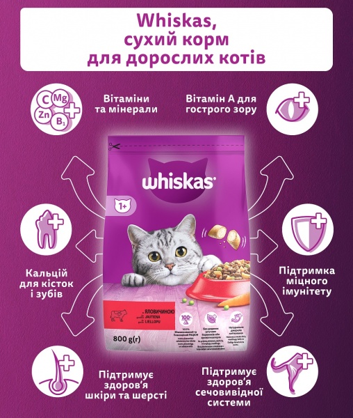 Корм сухий Whiskas з яловичиною 800 г