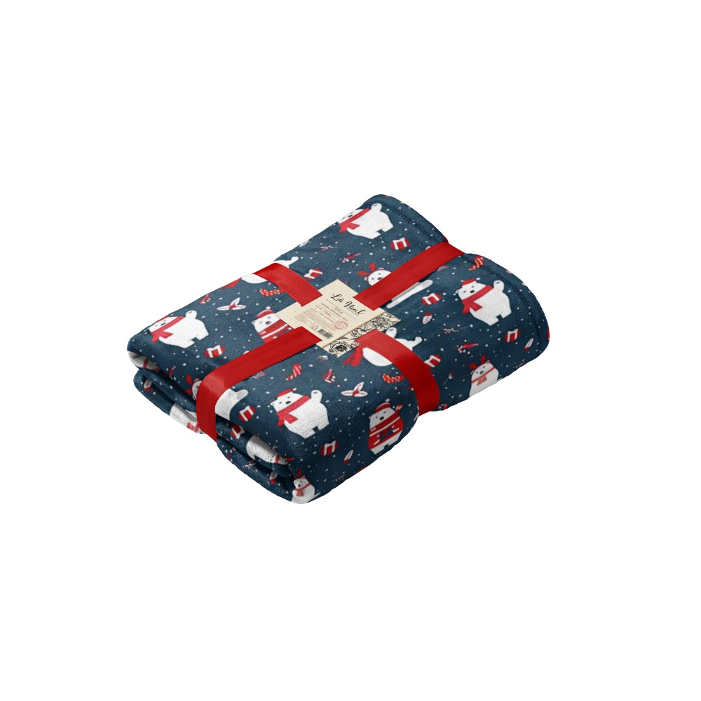Плед флісовий Christmas Bears 200x220 см синій La Nuit