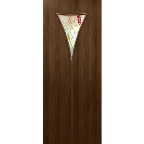 Двері полотно Чарка 2 70 см горіх скло з малюнком СС+ФП