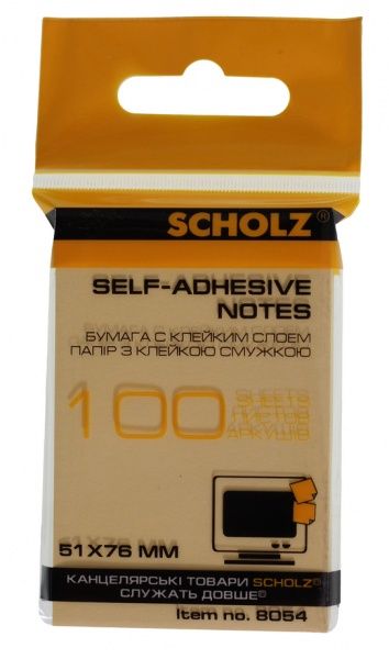 Бумага для заметок с липким слоем 51х76 мм 100 лист. цвет в ассортименте 8054 SCHOLZ