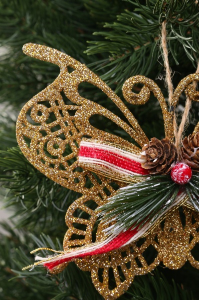 Декоративна підвіска Метелик з декором 15 см HFF205G золотий