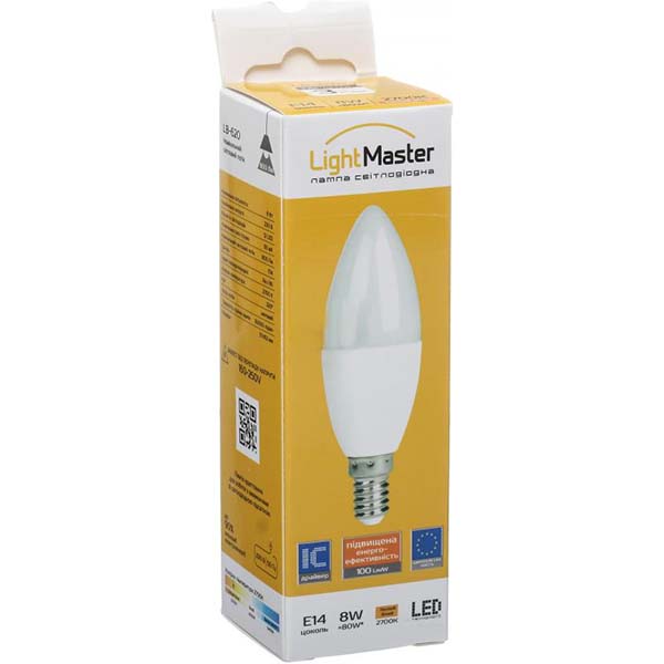 Лампа светодиодная LightMaster LB-620 C37 220 В 8 Вт E14 матовая 2700 K 