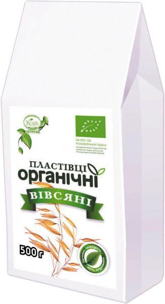 Пластівці вівсяні ТМ Козуб Продукт МП цільні органічні в пакеті 500 г 4820094532371 