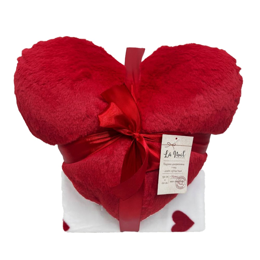 Набір Gift Pink Heart подушка декоративна і плед 130x160 см червоний La Nuit