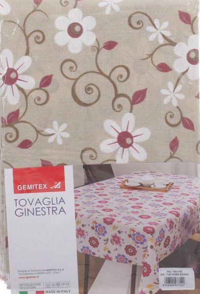 Скатерть Ginestra цветы 140x140 см красный Gemitex 